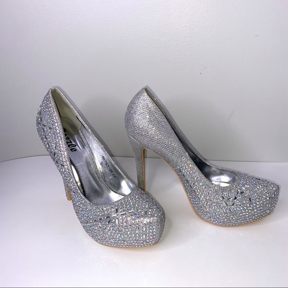Pazzle Glam Rhinestone High Heel Stilettos 5” Heel Size 8.5 !